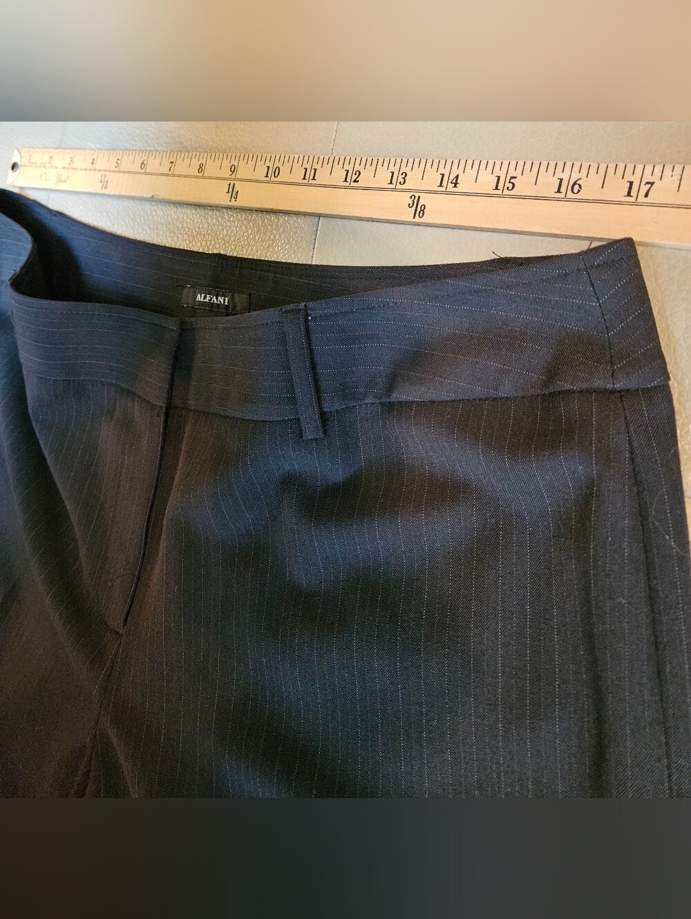 Alfani Charcoal Pinstripe Dress Pants Trouser Stretch Womens 16 - Picture 6 of 7
